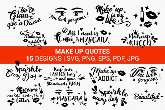 Download Mascara, Make Up, Quotes, Bundle SVG - Make up Collection