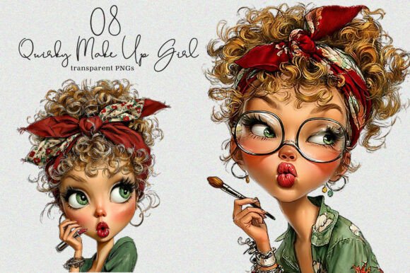 Download Watercolor Quirky Make Up Girl PNG - Make up Collection