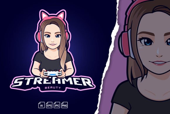 Download Streamer Gamer Girl Editable Logo Templa - Editable Collection